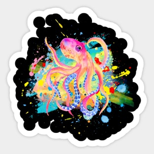 Octopus Splash of Color Sticker